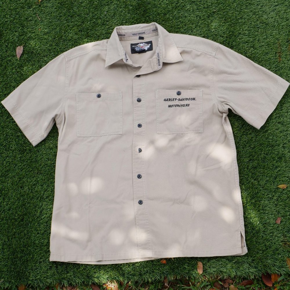 Harley Davidson Button Down Embroidered Print